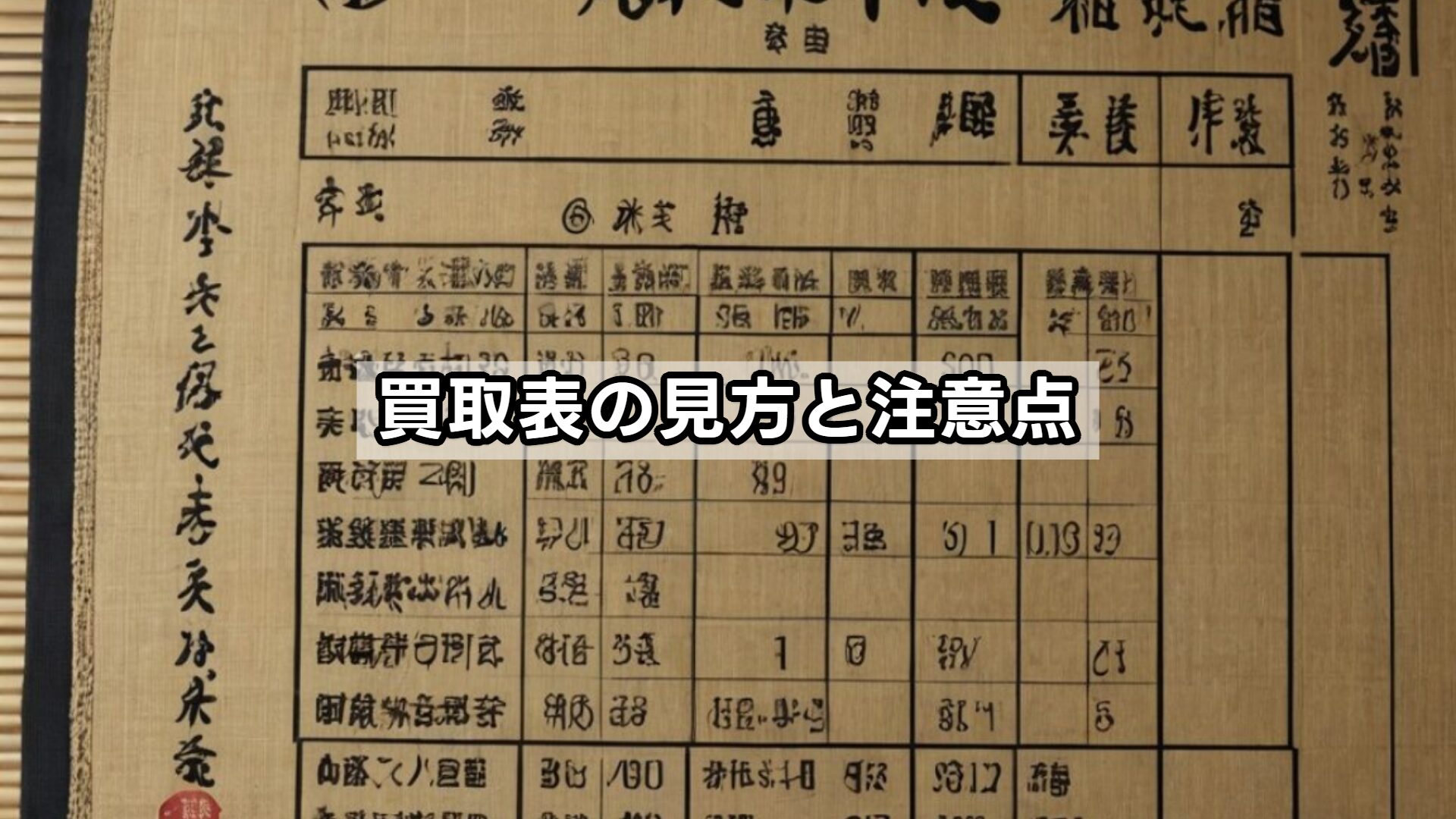買取表の見方と注意点