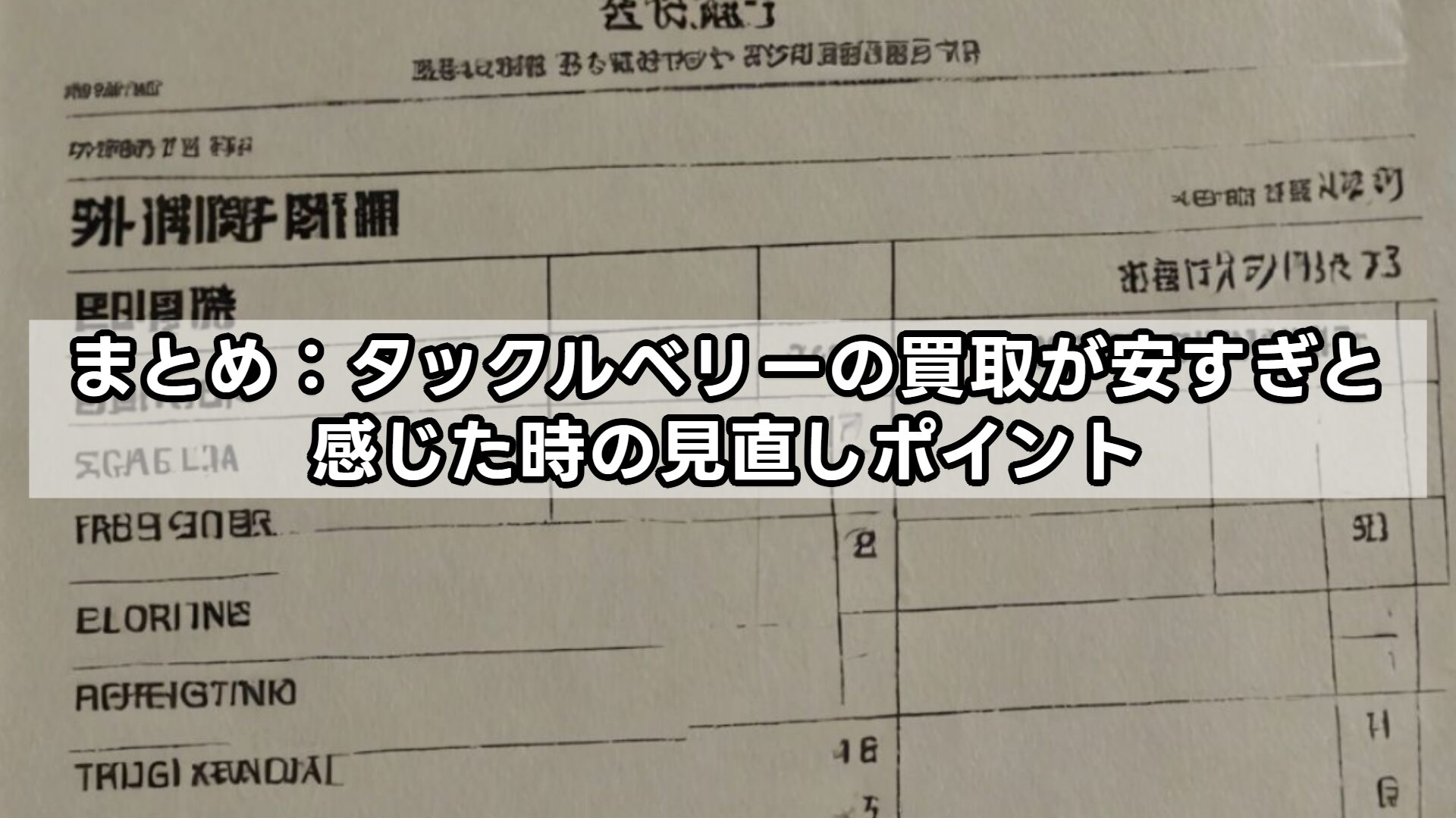 まとめ：タックルベリーの買取が安すぎと感じた時の見直しポイント