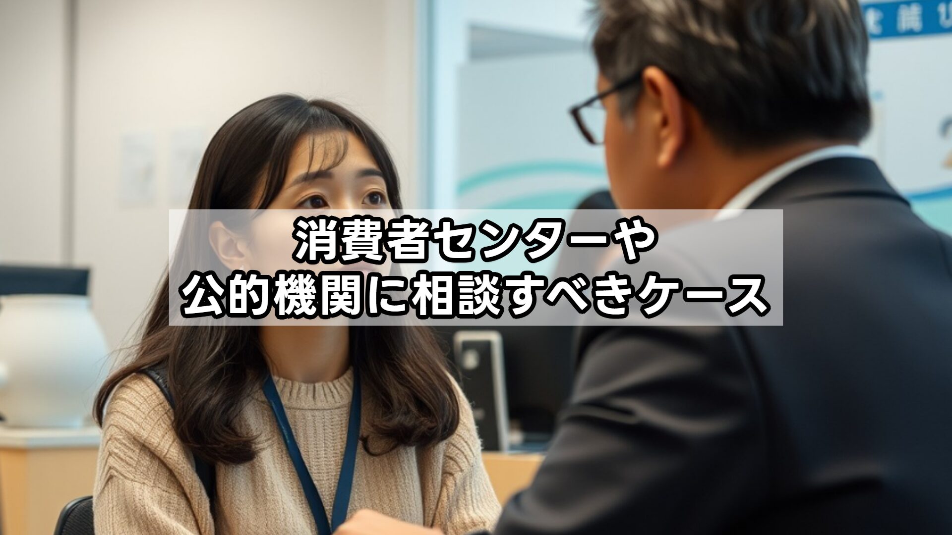 消費者センターや公的機関に相談すべきケース
