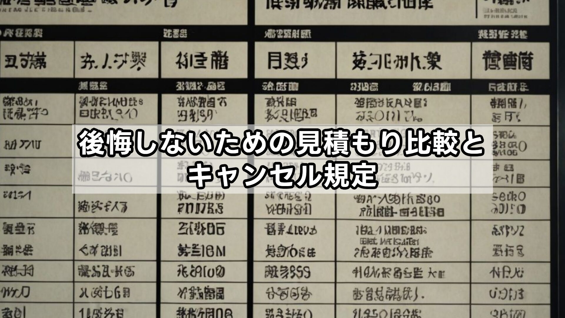 後悔しないための見積もり比較とキャンセル規定