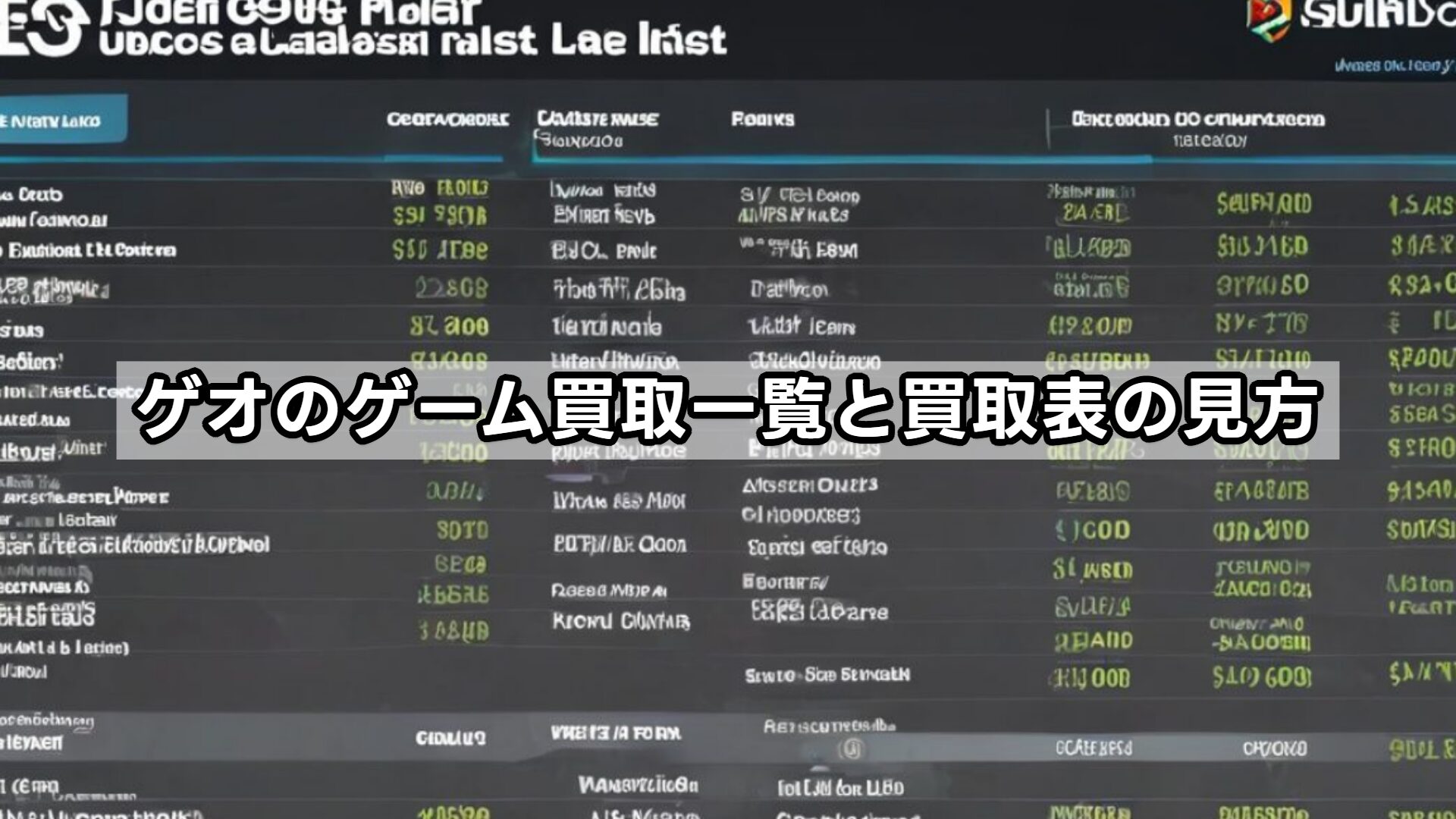 ゲオのゲーム買取一覧と買取表の見方