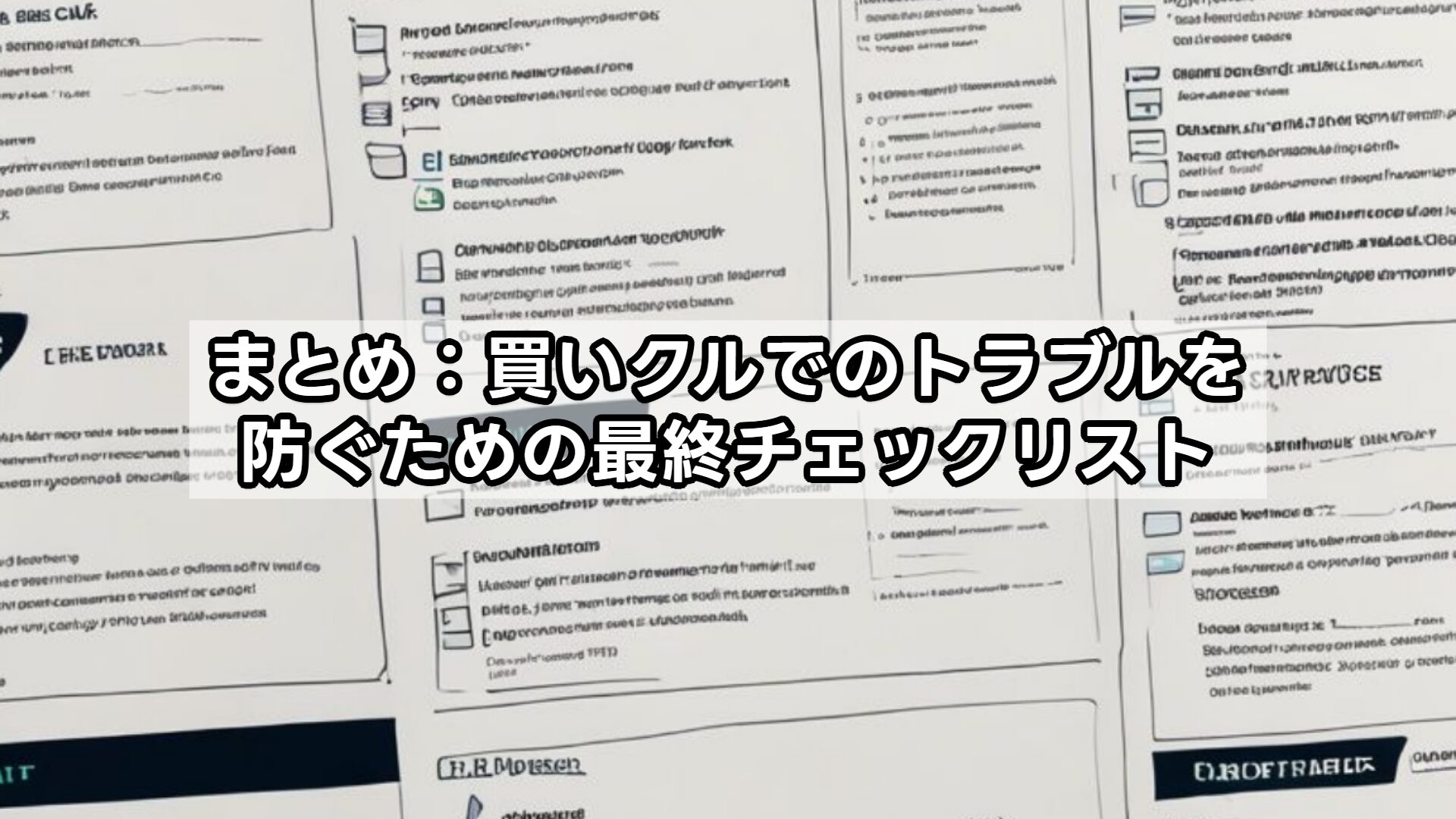 まとめ:買いクルでのトラブルを防ぐための最終チェックリスト