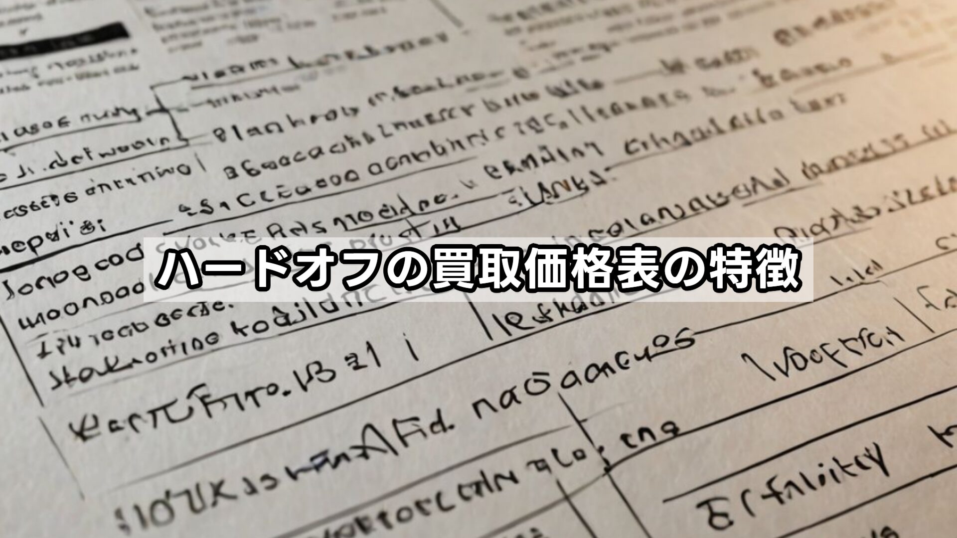 ハードオフの買取価格表の特徴