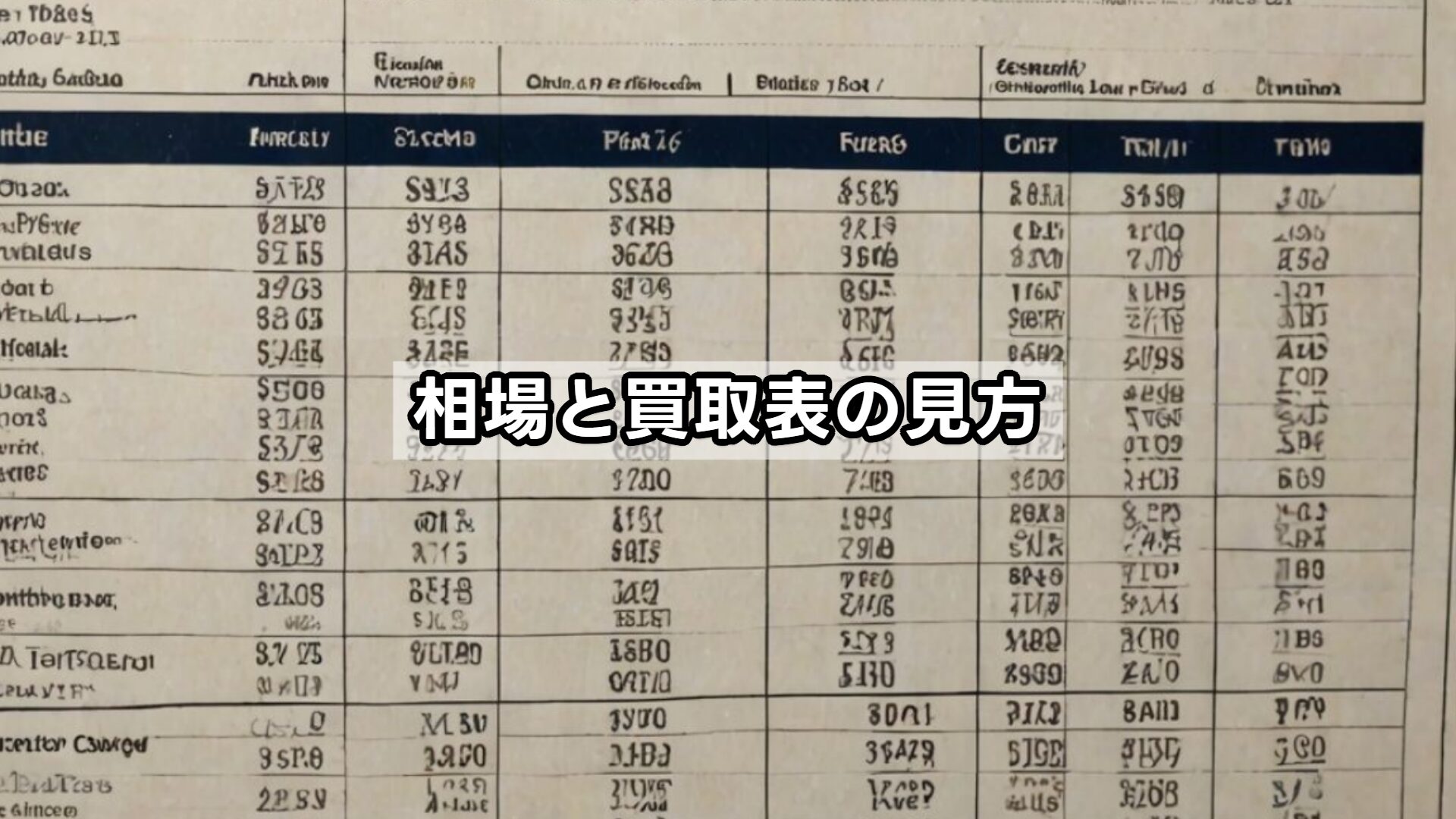相場と買取表の見方