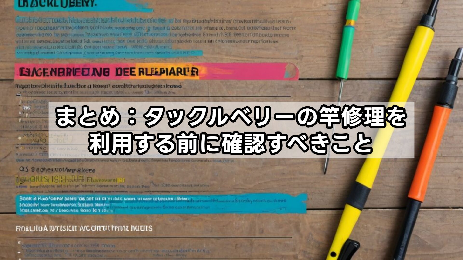 まとめ:タックルベリーの竿修理を利用する前に確認すべきこと