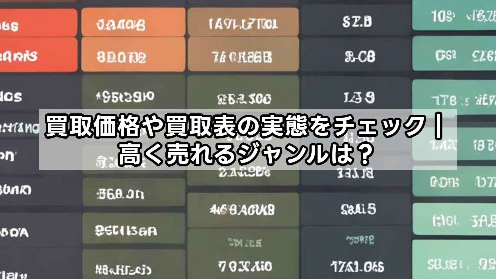 買取価格や買取表の実態をチェック｜高く売れるジャンルは？