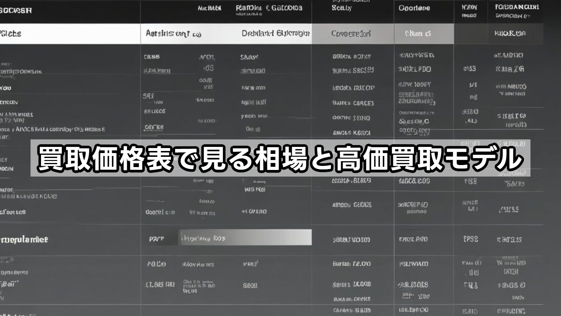 買取価格表で見る相場と高価買取モデル