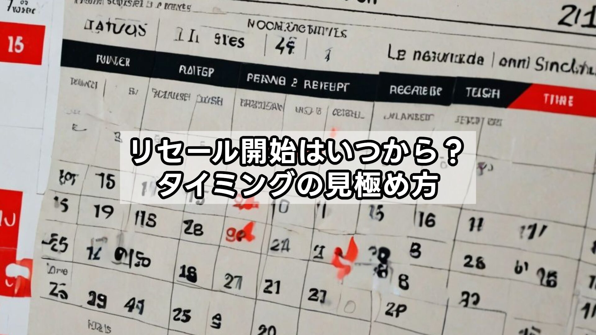 リセール開始はいつから？タイミングの見極め方