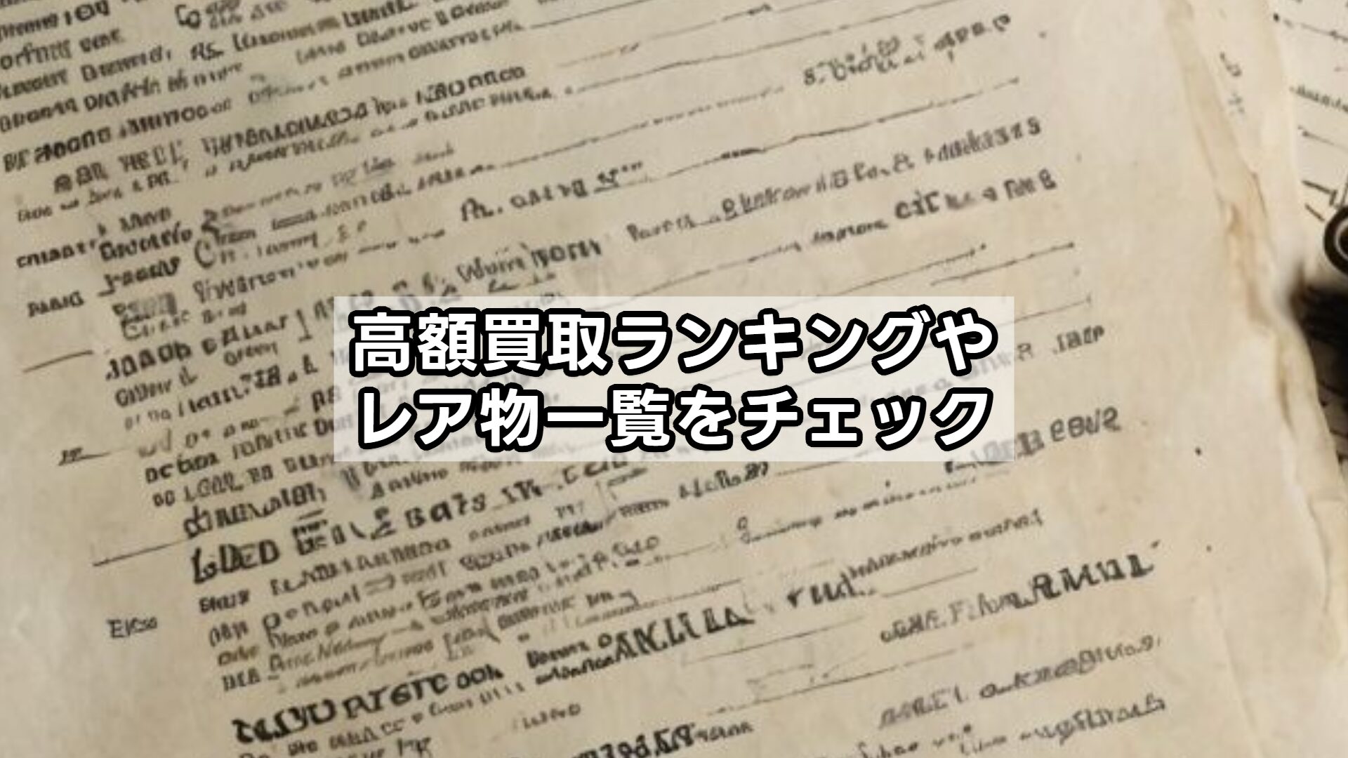 高額買取ランキングやレア物一覧をチェック