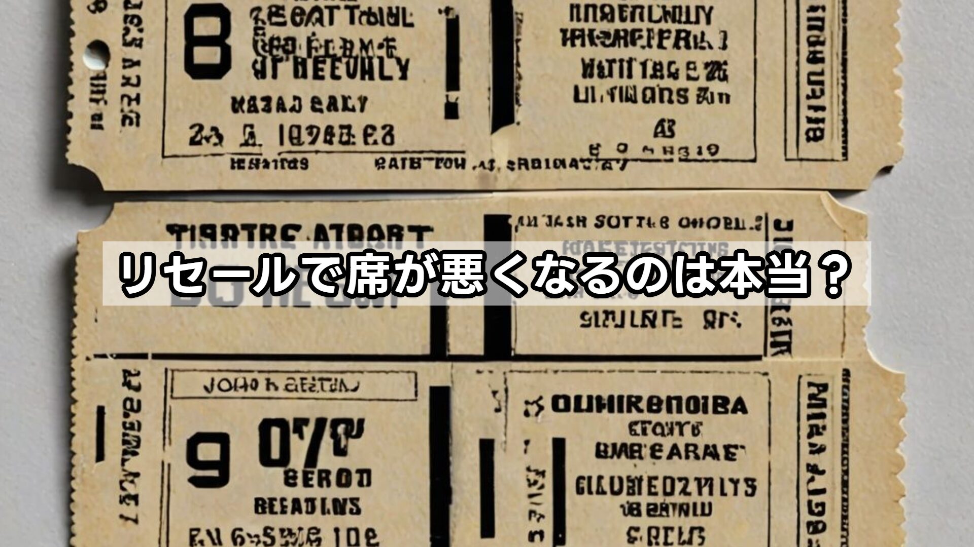 リセールで席が悪くなるのは本当？