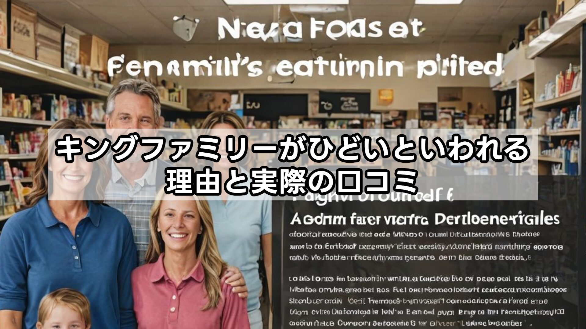 キングファミリーがひどいといわれる理由と実際の口コミ