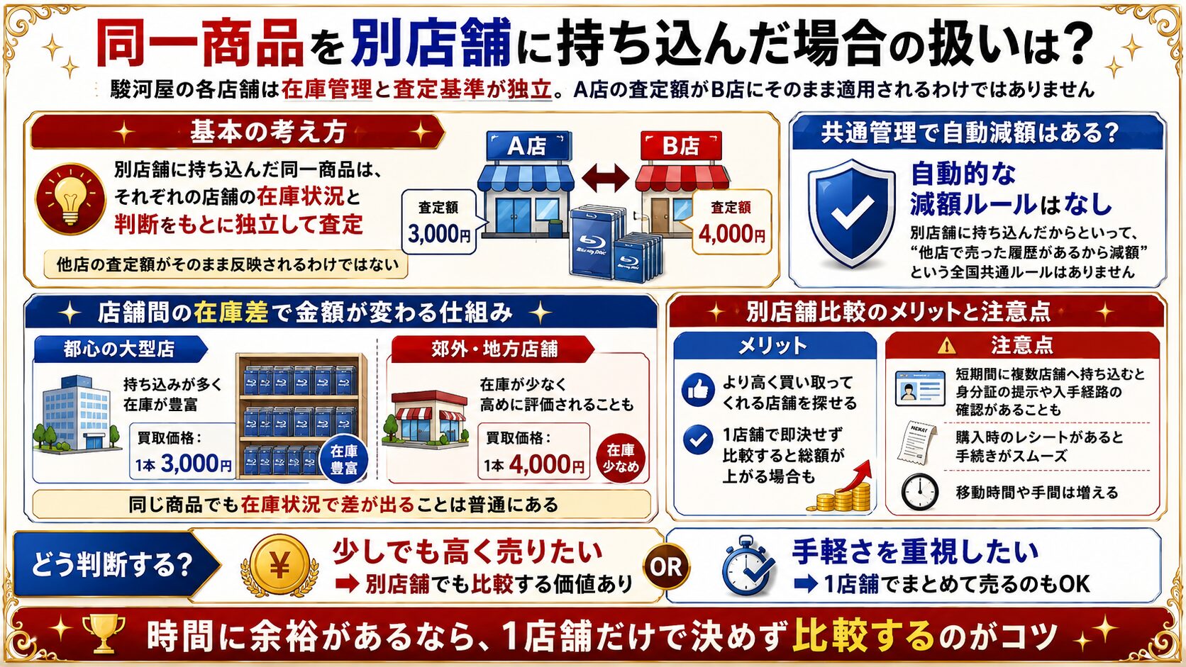 同一商品を別店舗に持ち込んだ場合の扱いは？