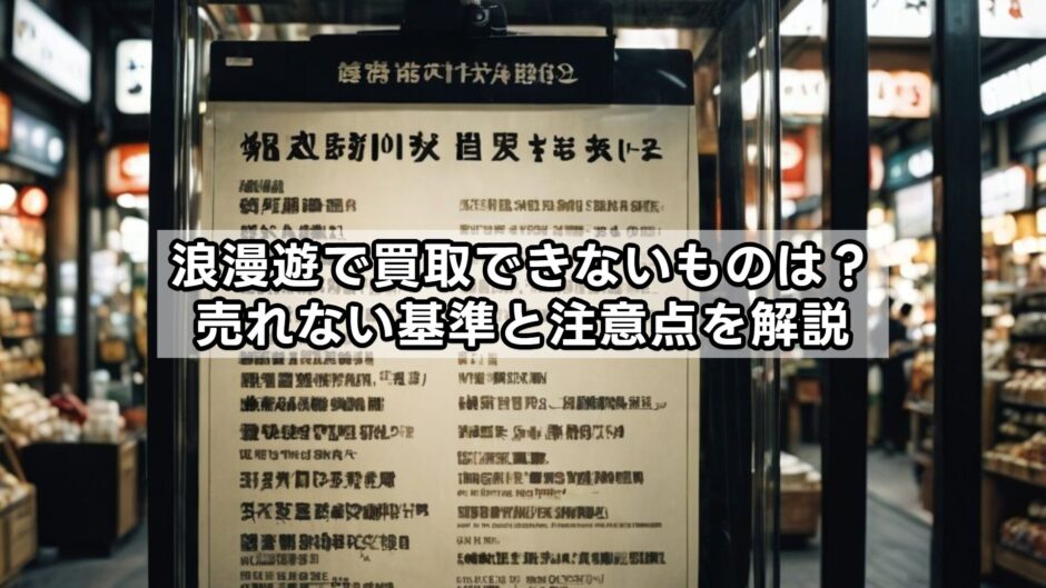 浪漫遊で買取できないものは？売れない基準と注意点を解説
