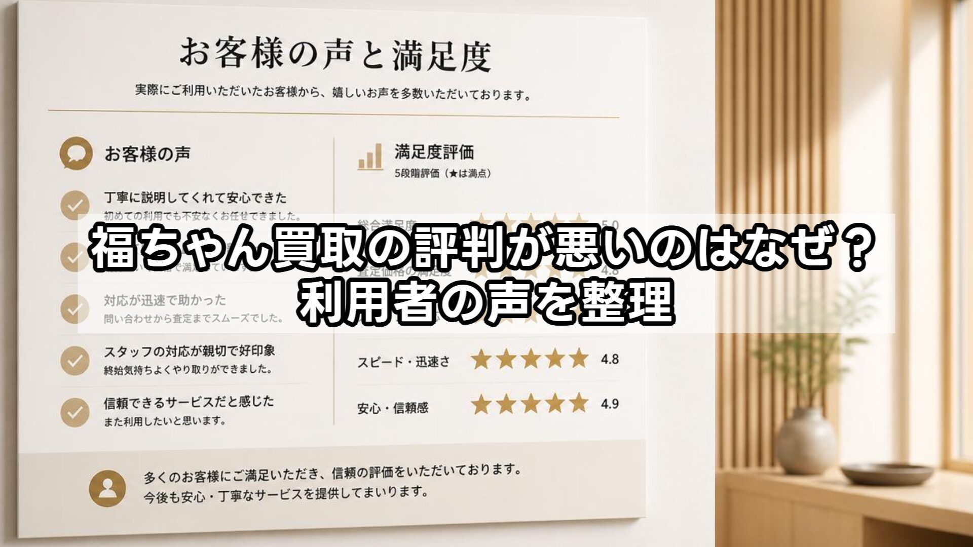 福ちゃん買取の評判が悪いのはなぜ？利用者の声を整理