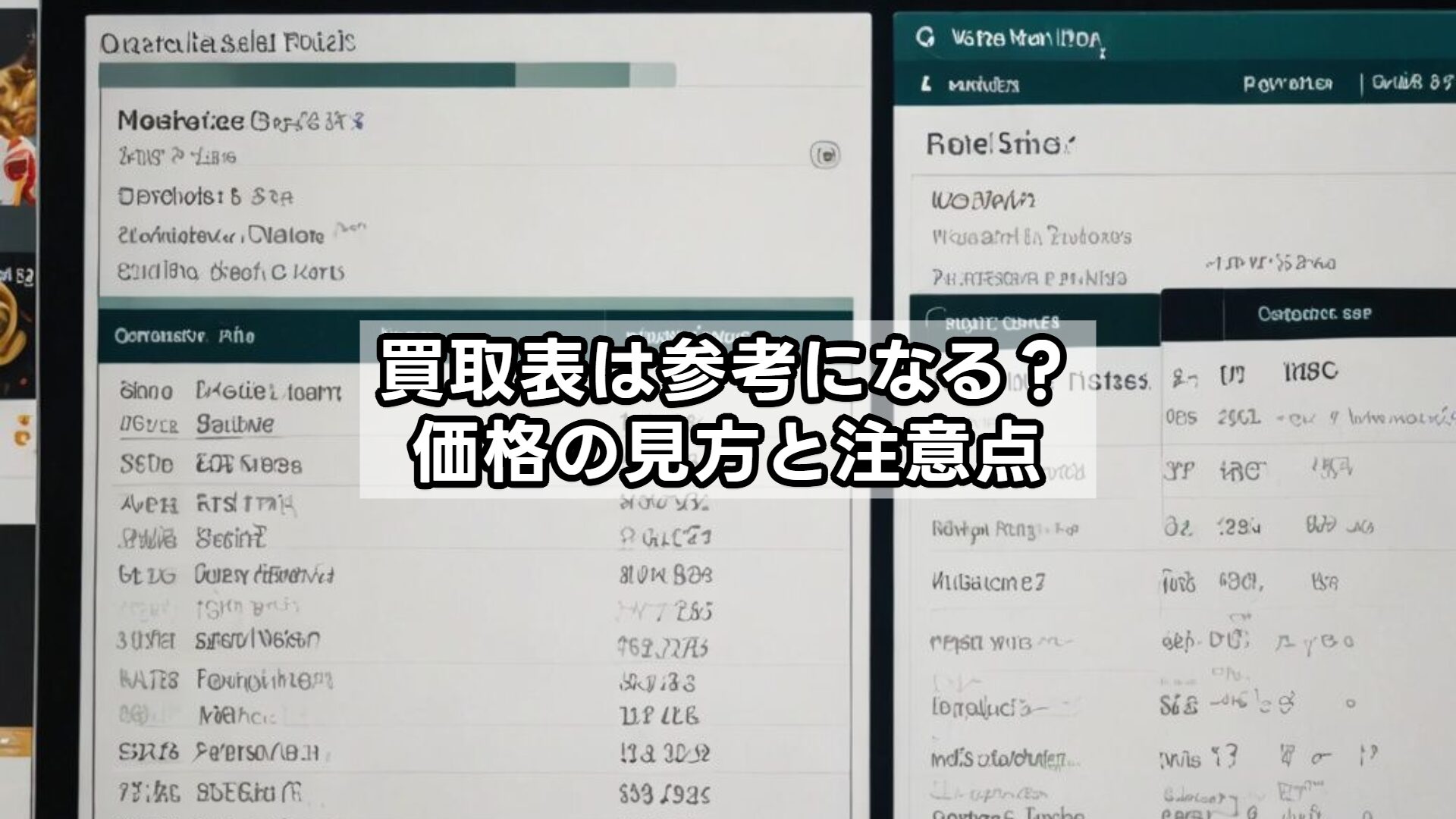 買取表は参考になる？価格の見方と注意点
