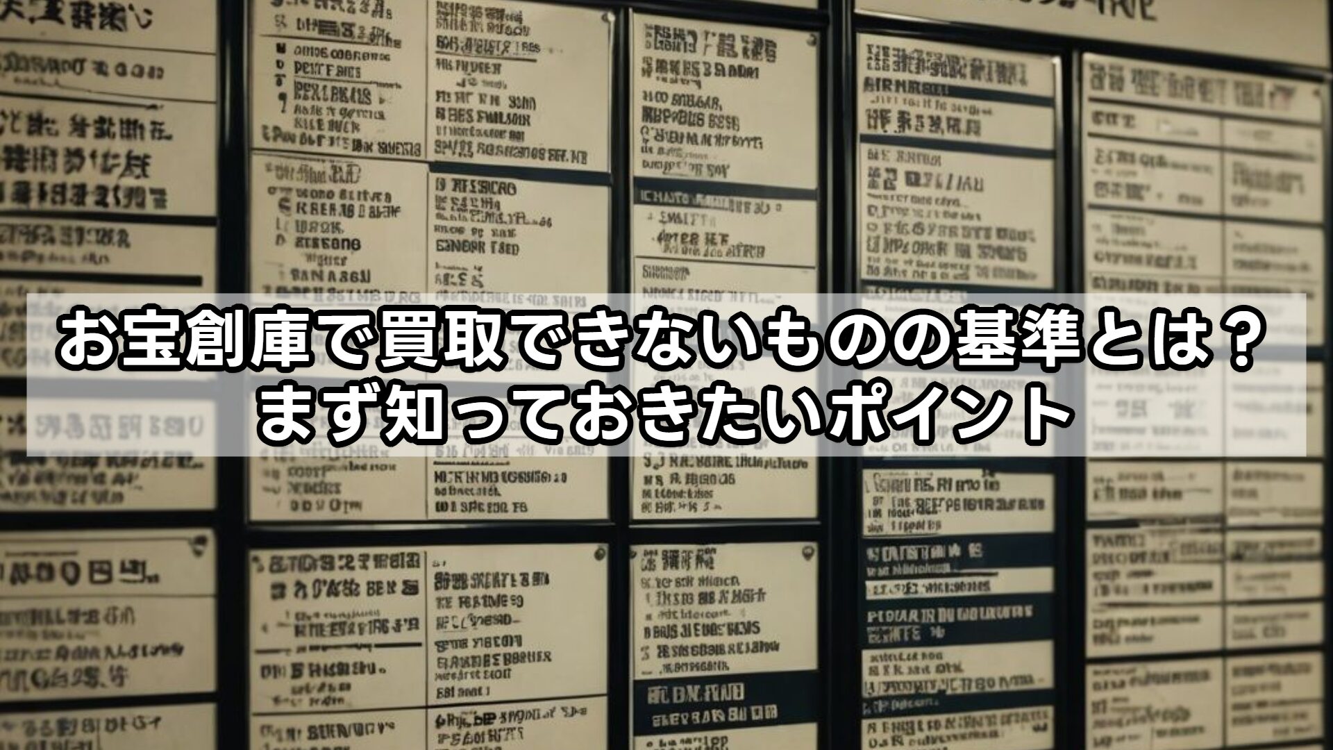 お宝創庫で買取できないものの基準とは？まず知っておきたいポイント