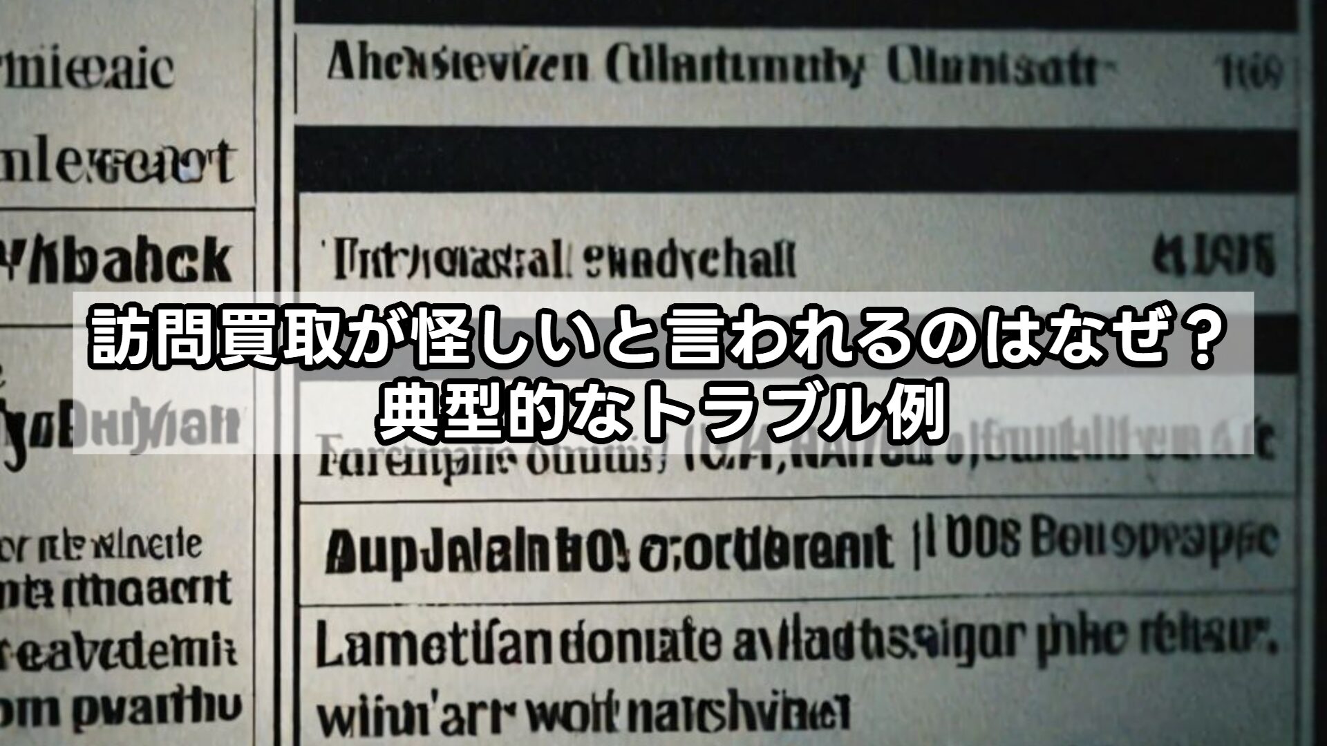 訪問買取が怪しいと言われるのはなぜ？典型的なトラブル例
