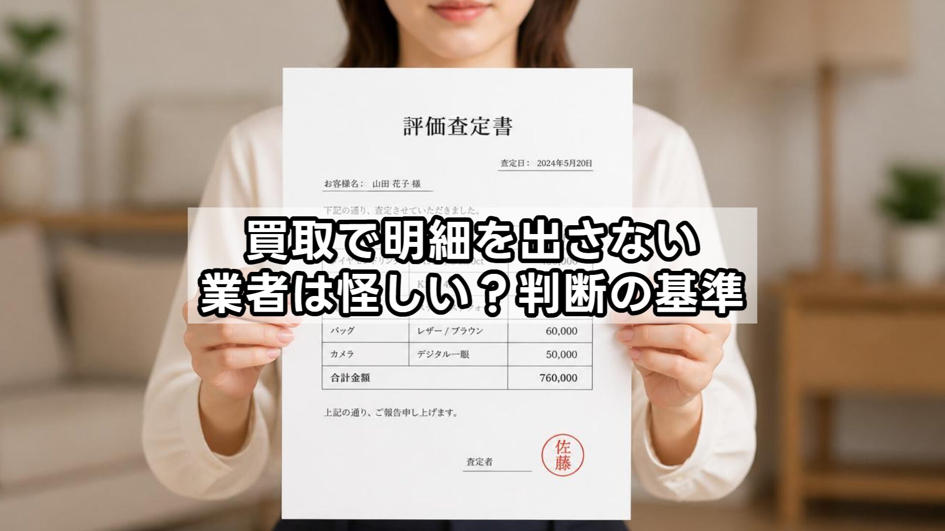 買取で明細を出さない業者は怪しい？判断の基準