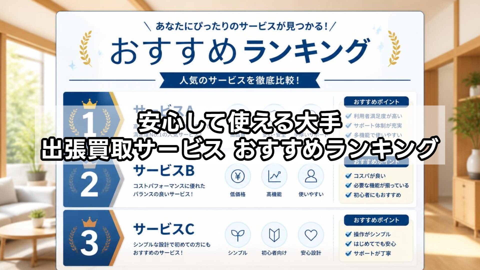 安心して使える大手出張買取サービス おすすめランキング