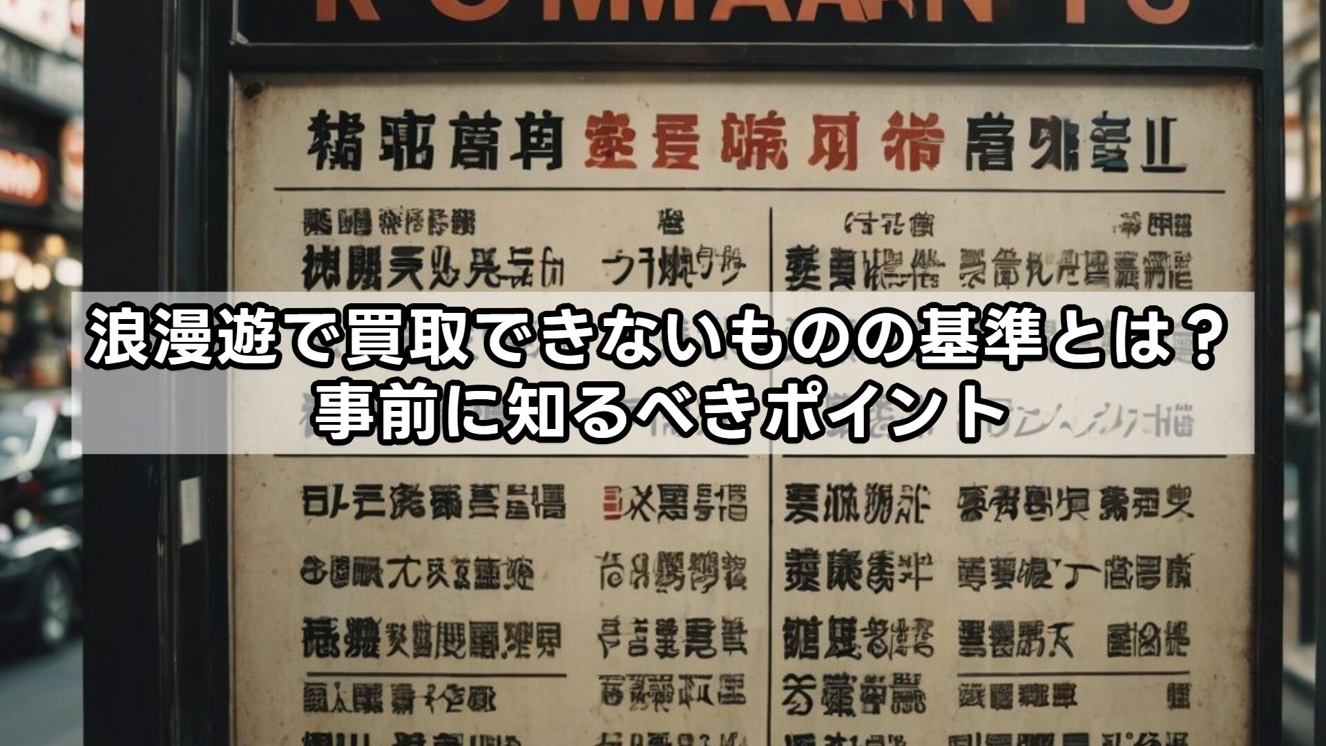 浪漫遊で買取できないものの基準とは？事前に知るべきポイント