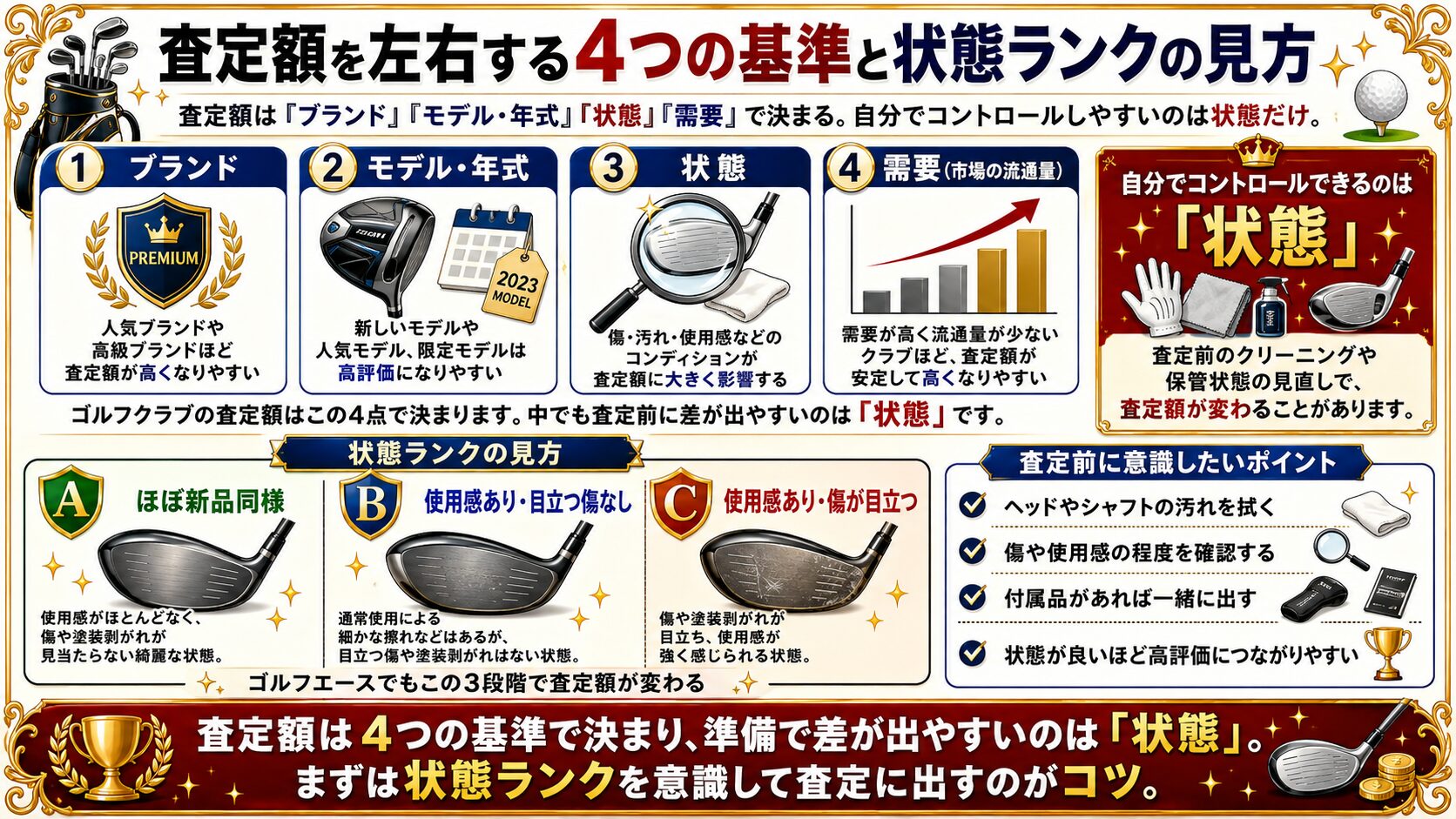査定額を左右する4つの基準と状態ランクの見方