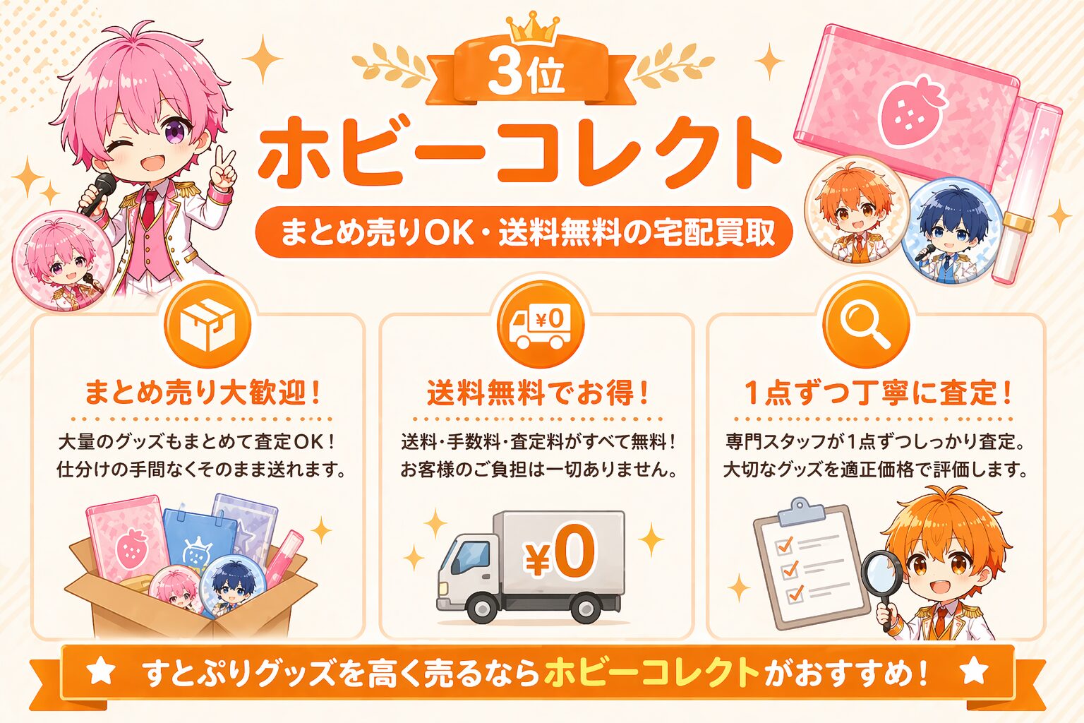 3位：ホビーコレクト｜まとめ売りOK・送料無料の宅配買取